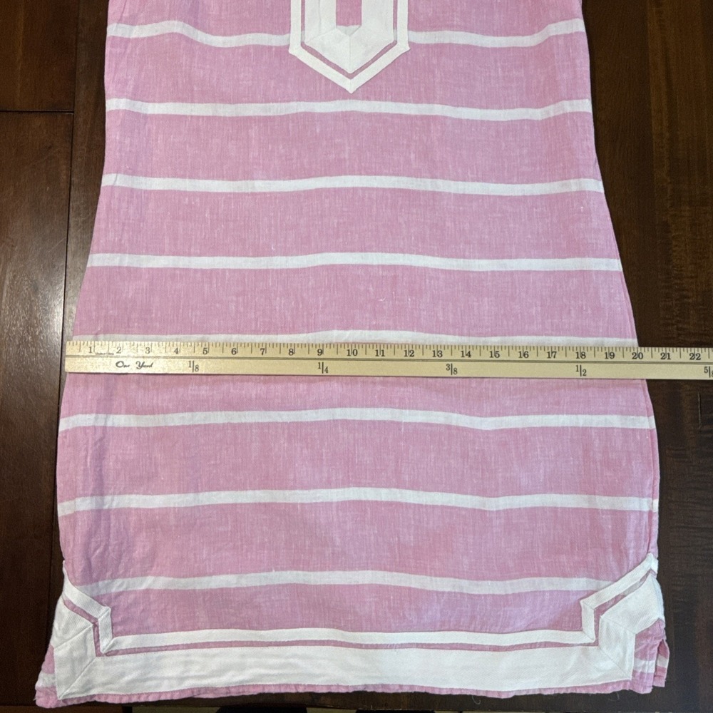 Crown & Ivy 100% Linen Dress Size 4 Pink White Stripe Sleeveless Preppy Coquette - Picture 6 of 7
